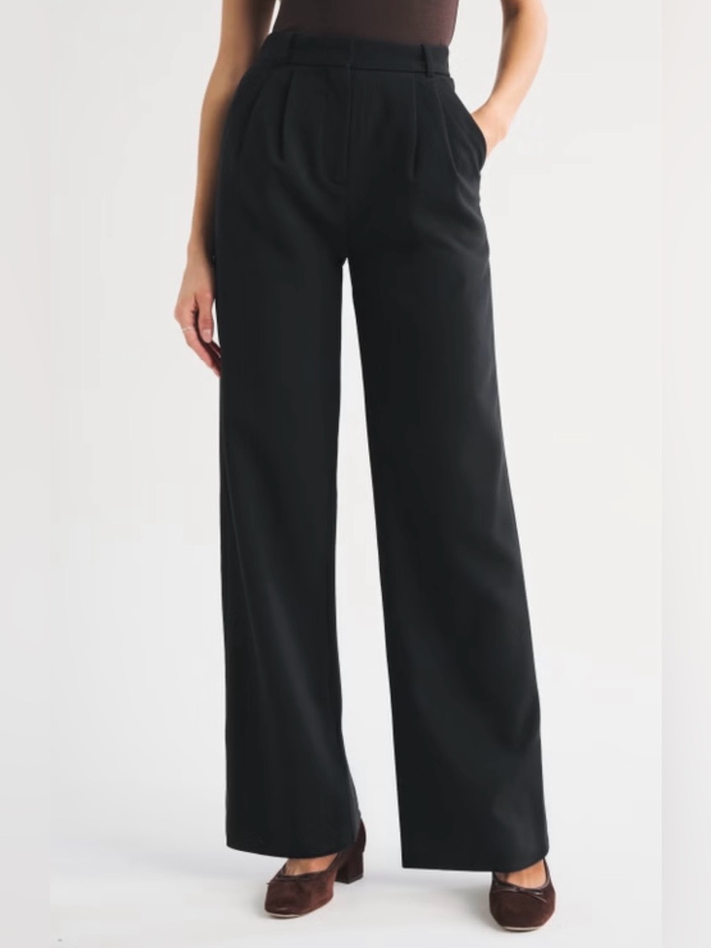 Abercrombie & Fitch Women's Sloane High Rise Wide Leg Trouser Size 0/25 Black